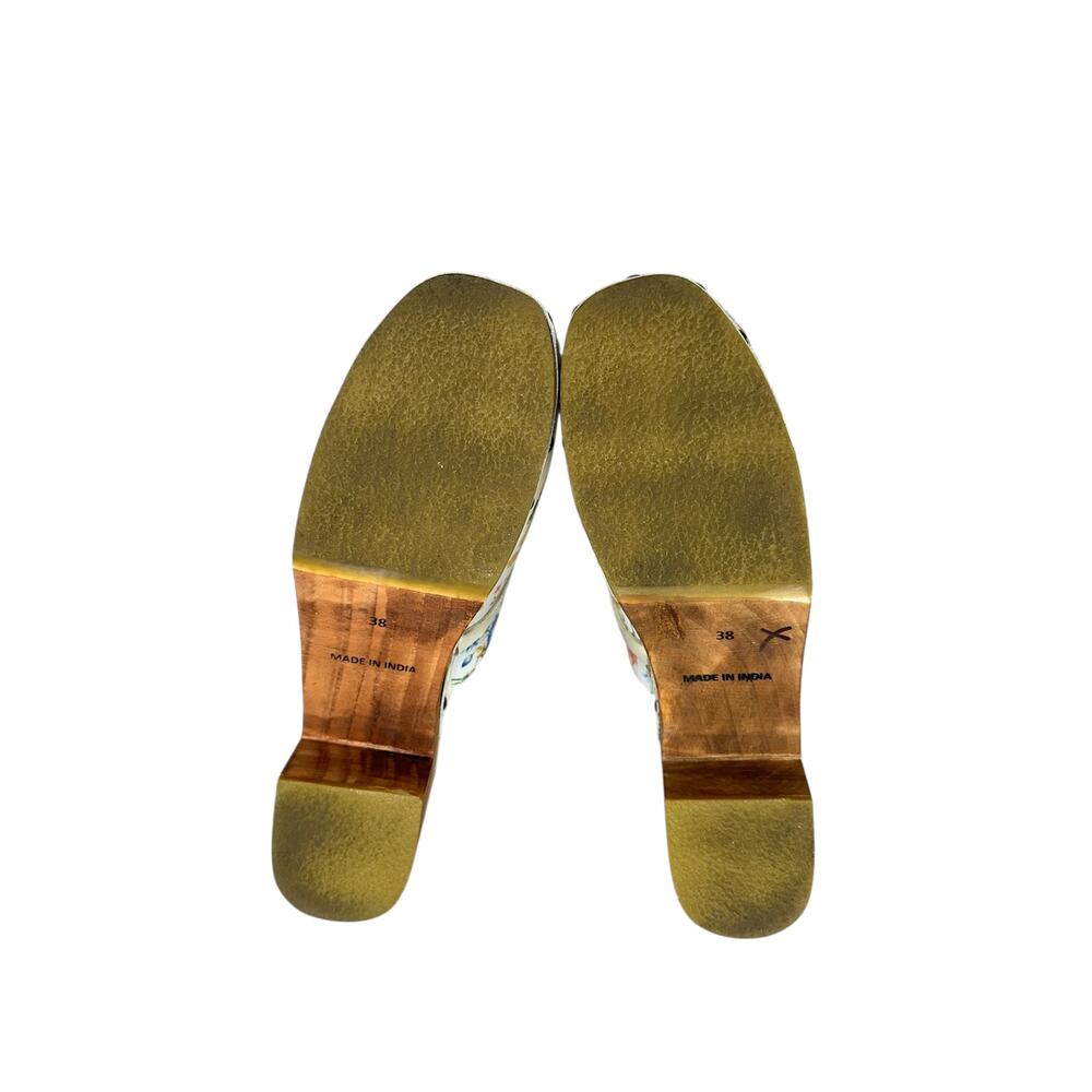 Free People Calabasas Boho Floral Round Toe Wooden Heel Clogs Shoes Size 38 - Picture 12 of 12